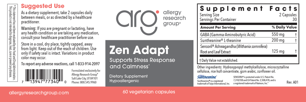 Allergy Research Group- Zen Adapt w/ L-Theanine