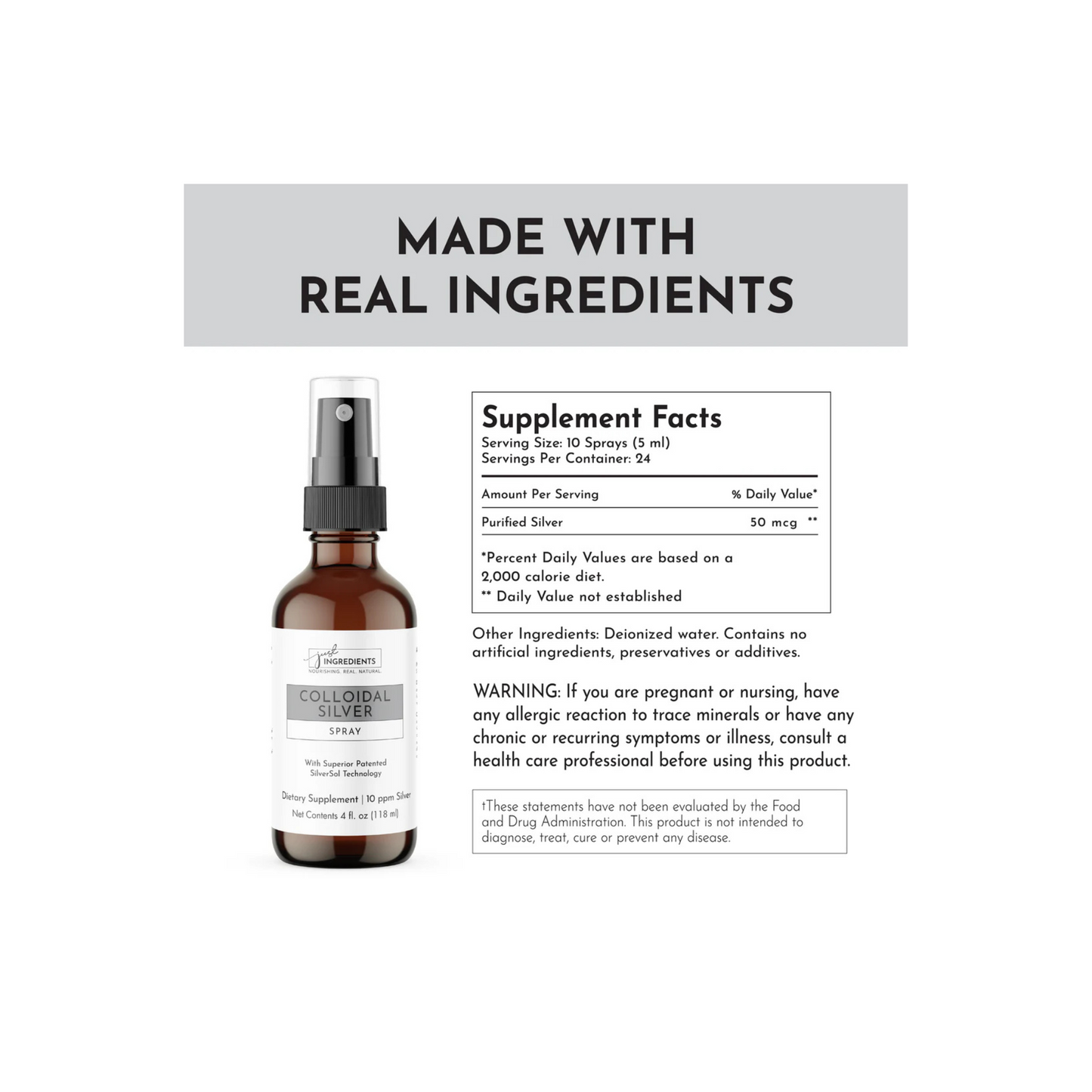 Just Ingredients -  Colloidal Silver Spray