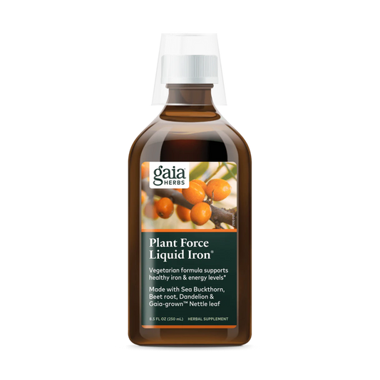 Maintaining healthy iron levels is essential to stay feeling energetic, vibrant, and healthy. Gaia Herbs Plant Force Liquid Iron® helps support healthy iron and energy levels.* This great-tasting, vegetarian iron supplement is gentle on the stomach, easy-to-digest, and non-constipating.*